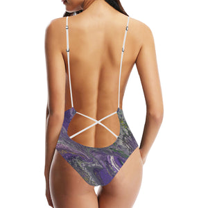 Violet Storm - Backless swimsuit Women's Lacing Backless One-Piece Swimsuit (Model S10)