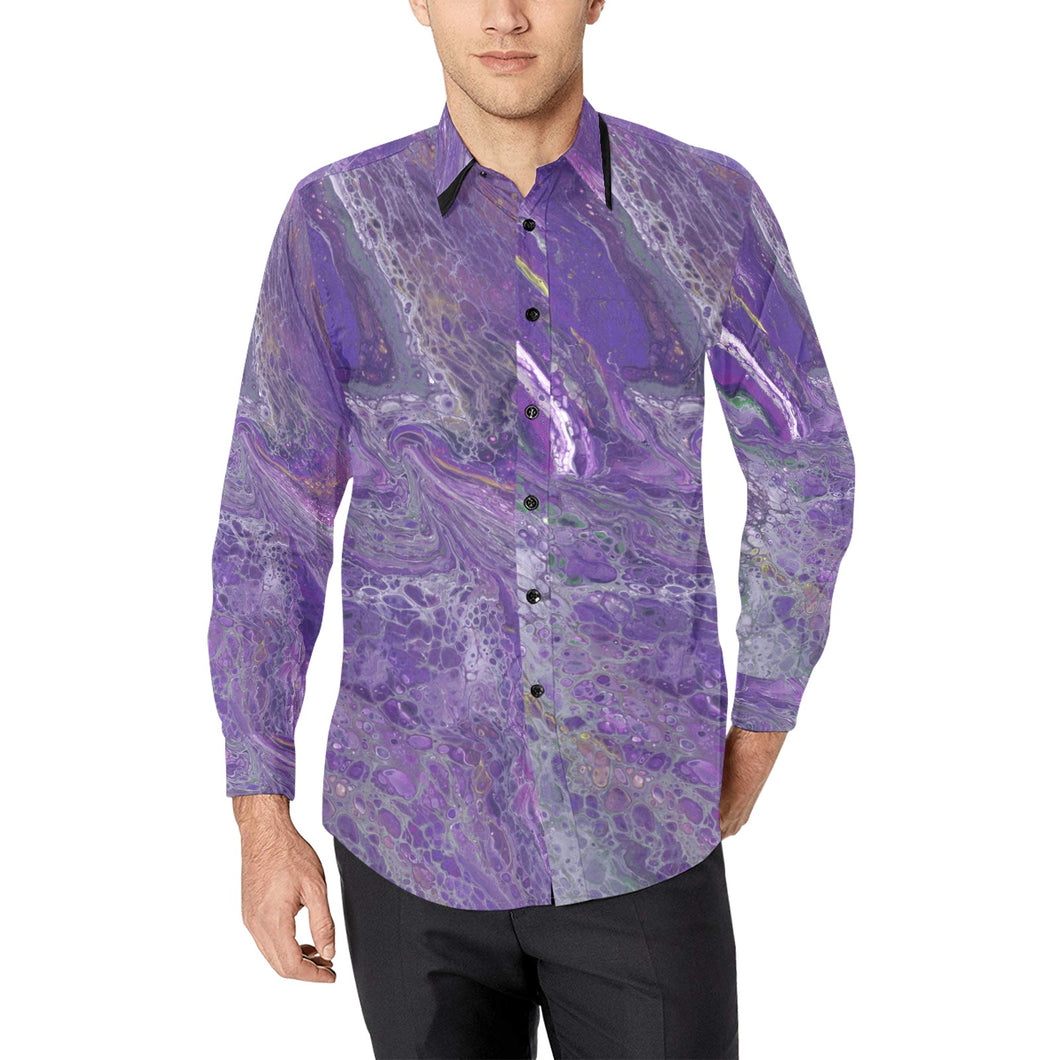 The Violet Storm Men's All Over Print Casual Dress Shirt (Model T61)