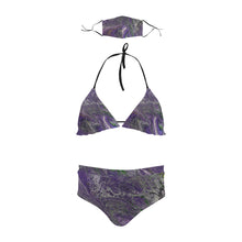 Load image into Gallery viewer, violet storm Stringy Selvedge Bikini Set with Mouth Mask (S11)
